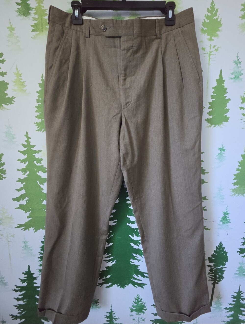 Stafford Men’s Brown 36x30 Pleated Dress Pants